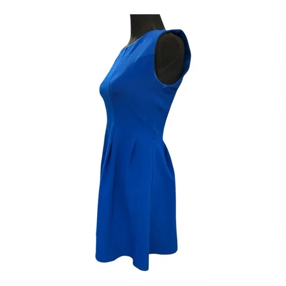 GB Royal Blue Sleeveless Pleated Dress w Gold Zipper - Picture 2 of 10